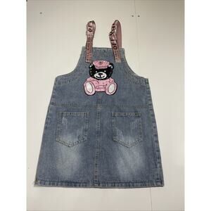 Girls Overalls Teddy Bear Bows Ruffles Jean Size Medium
